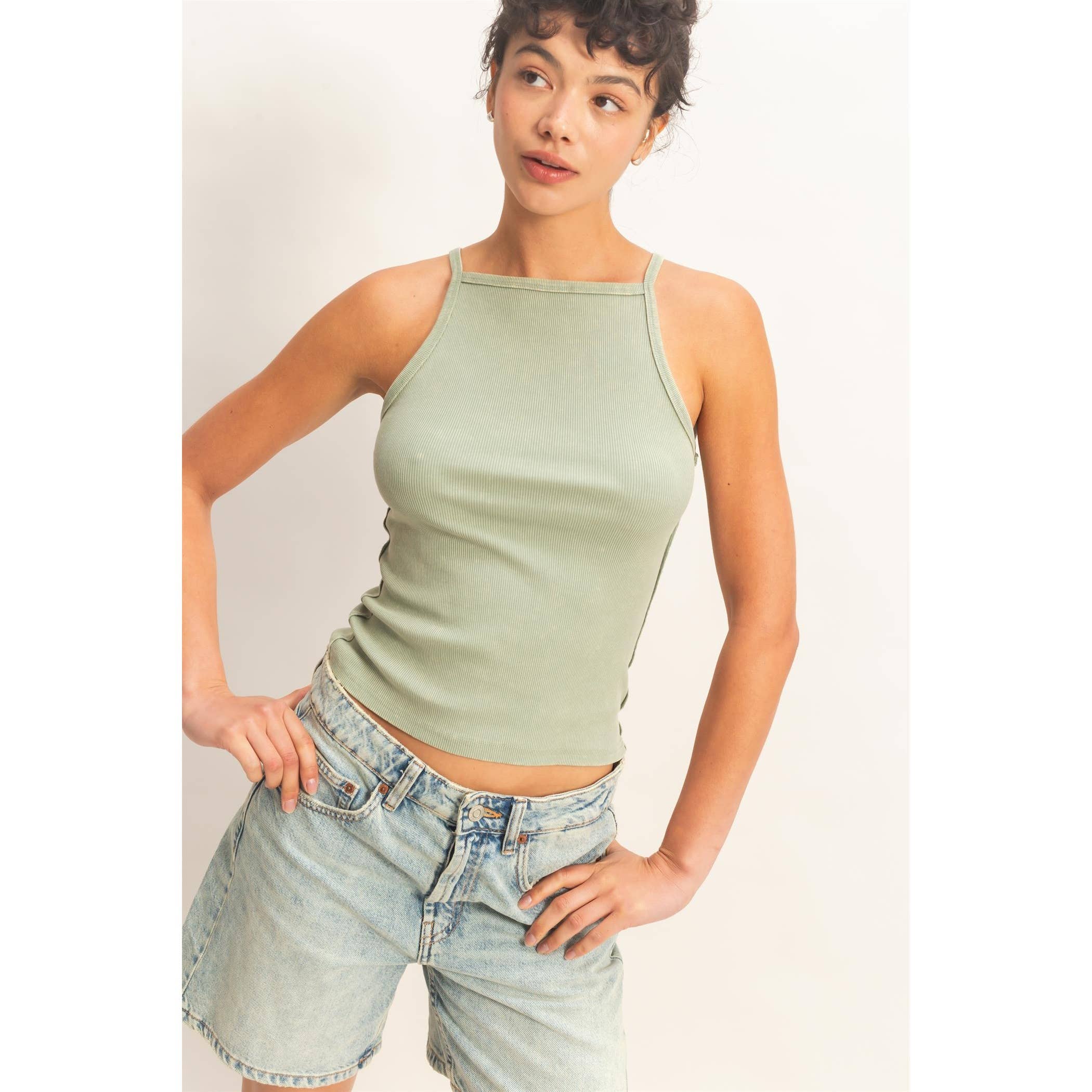 HYFVE - Square Neck Acid Wash Tank Top