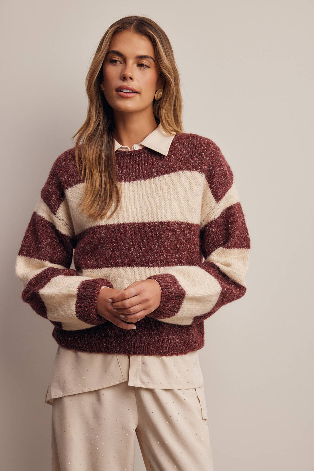 Forte - Soft Stripe Knit Sweater FSW0097