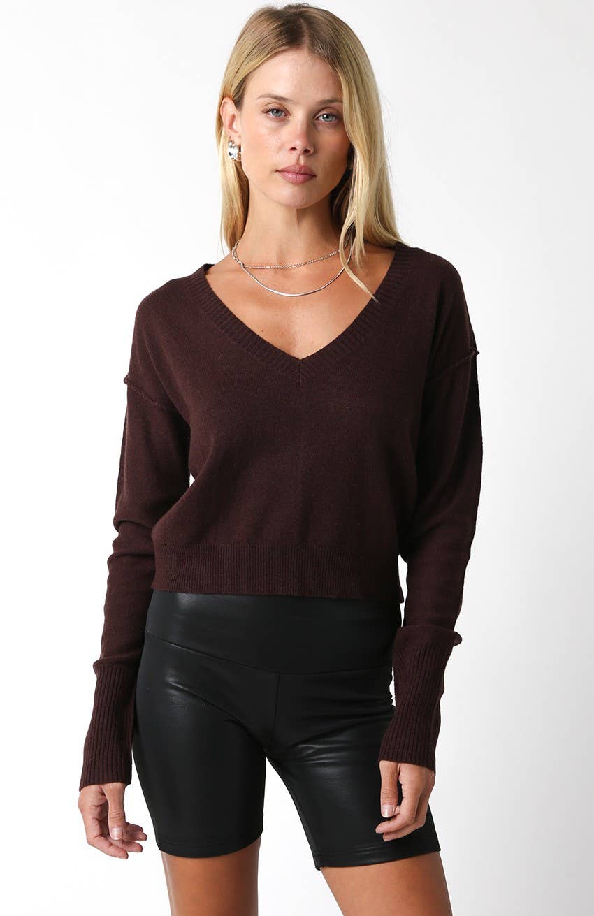 Olivaceous - Chelsea V-Neck Sweater