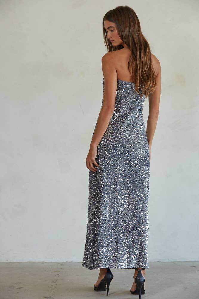 By Together - Sequin Tube Neck Strapless Pencil Maxi