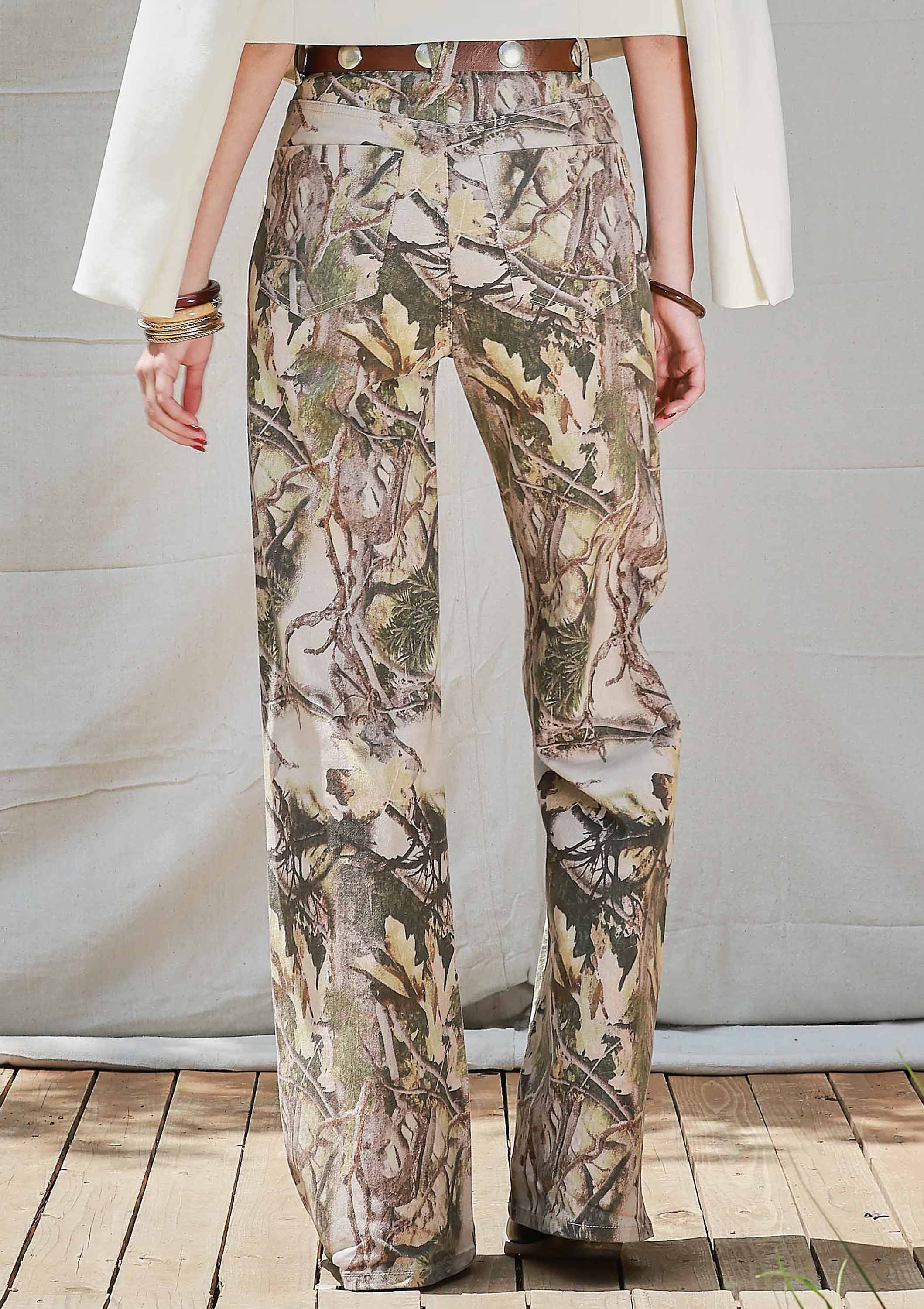 Vibrant M.i.U - High-Rise Camo Print Wide Leg Jeans