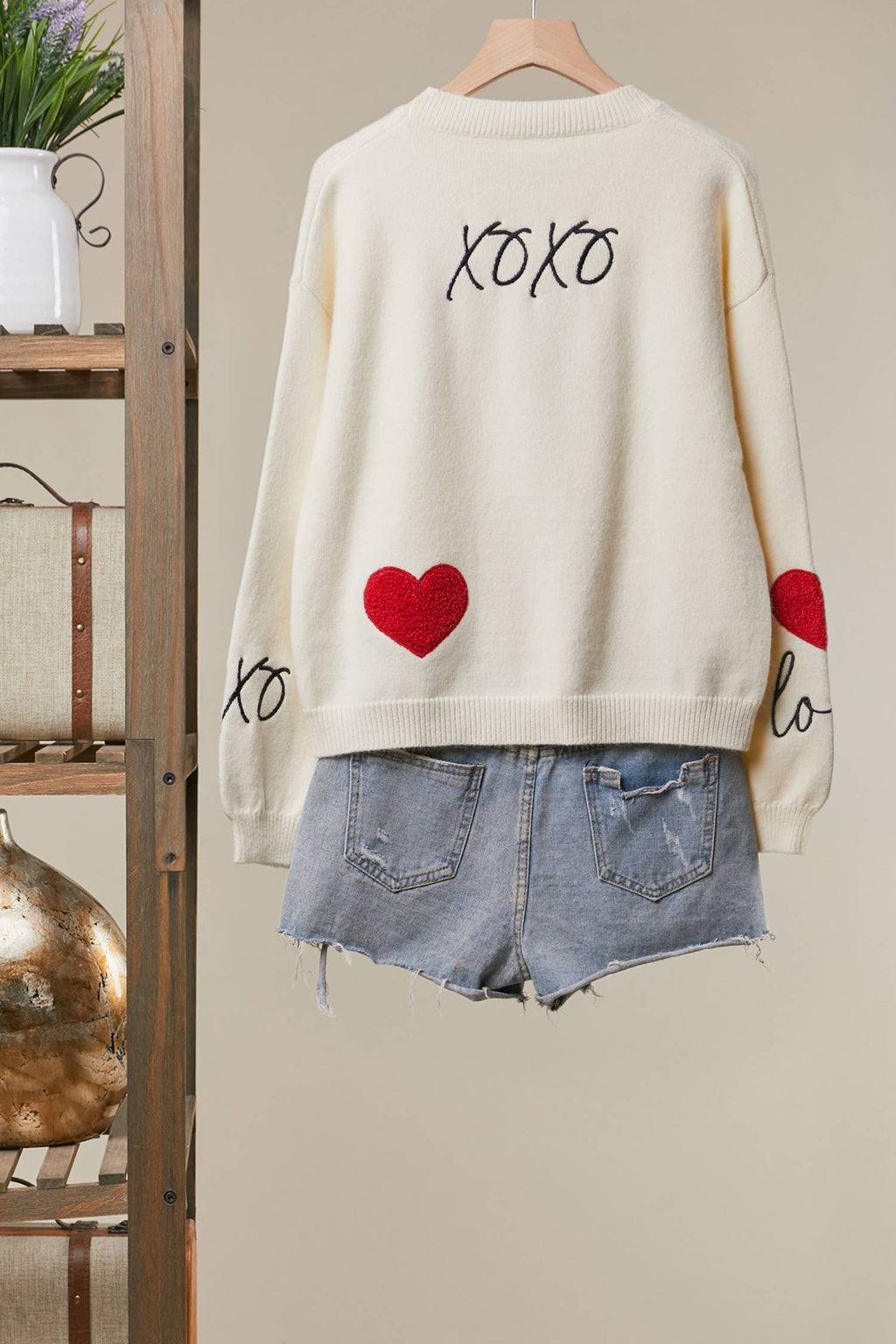 Mello. - Heart “LOVE” Graphic Knit Sweater
