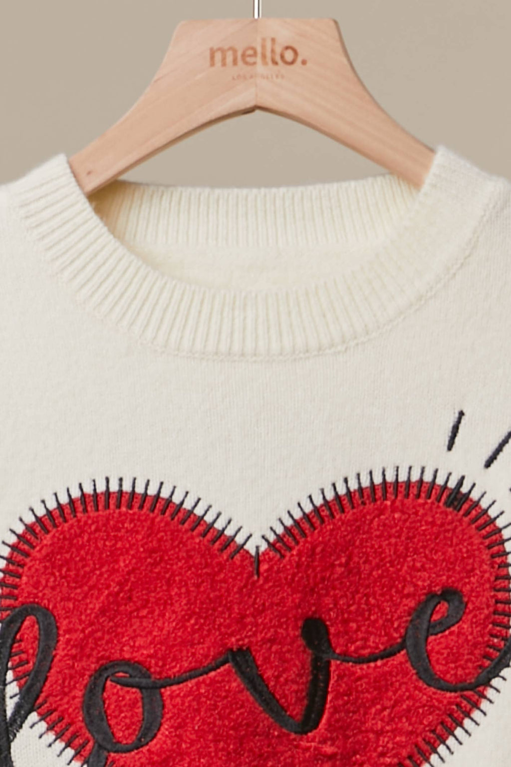 Mello. - Heart “LOVE” Graphic Knit Sweater