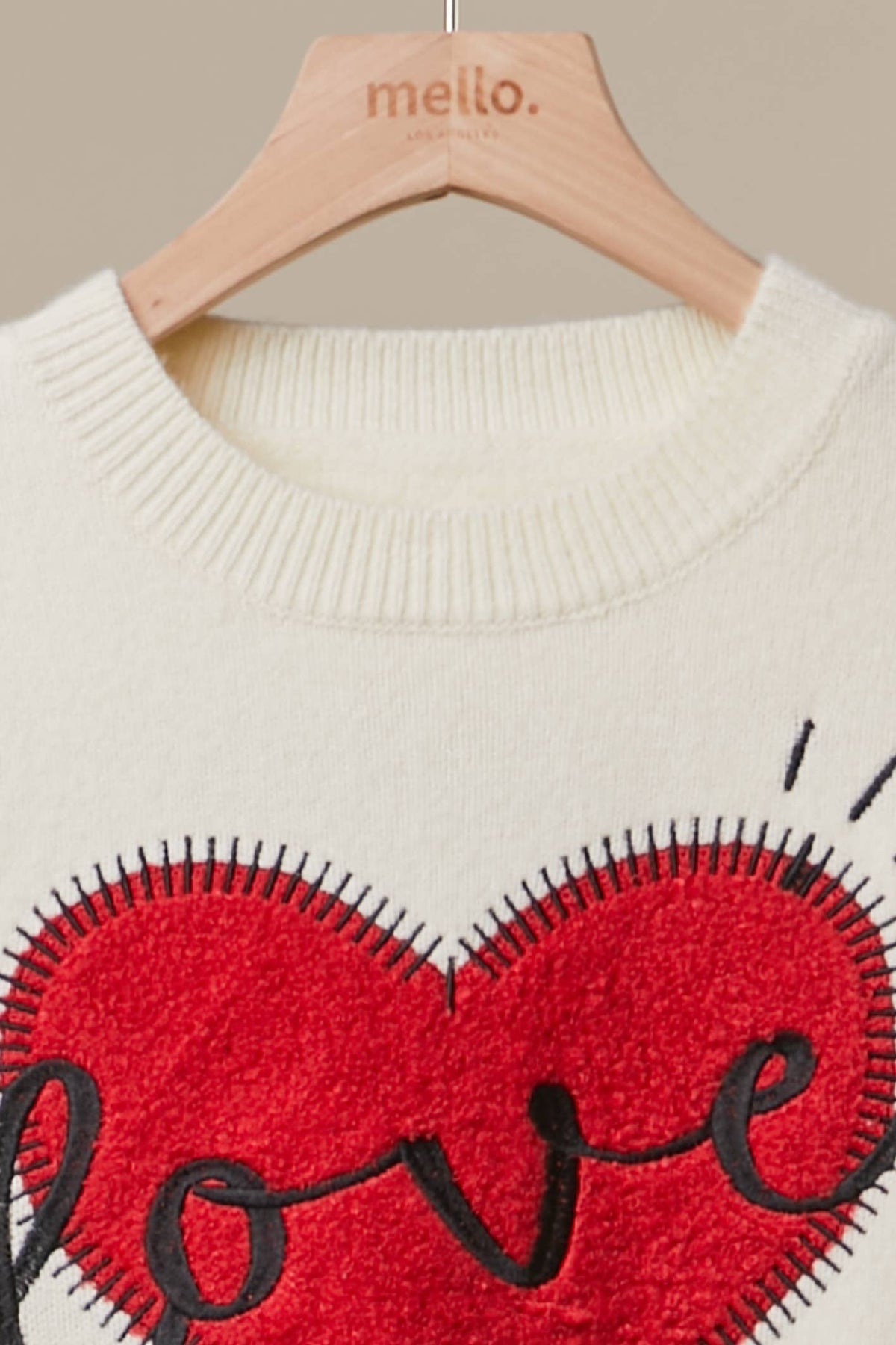 Mello. - Heart “LOVE” Graphic Knit Sweater