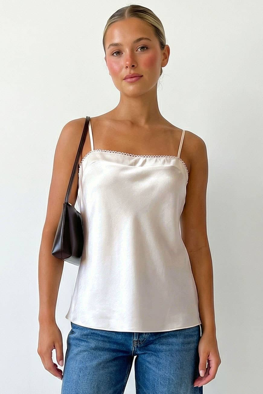 Scallop Trim Satin Cami
