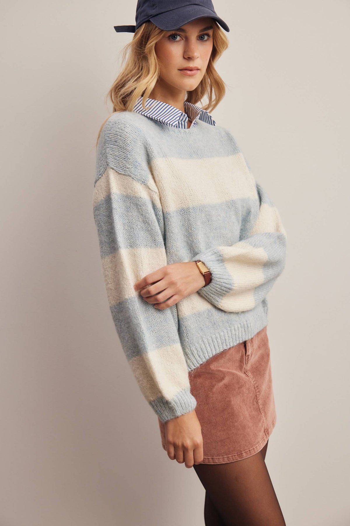Forte - Soft Stripe Knit Sweater FSW0097