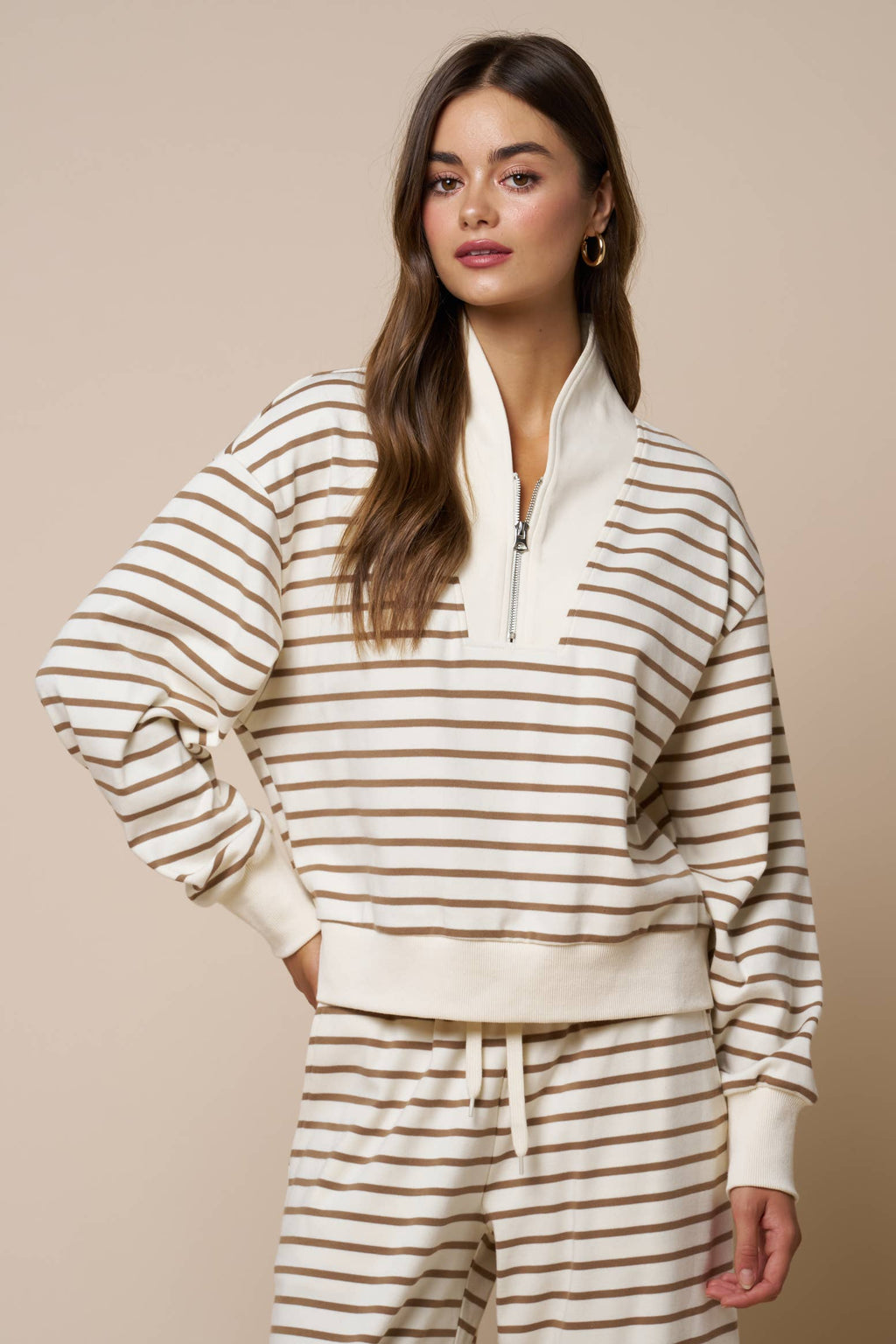 Stripe Quarter Zip Top