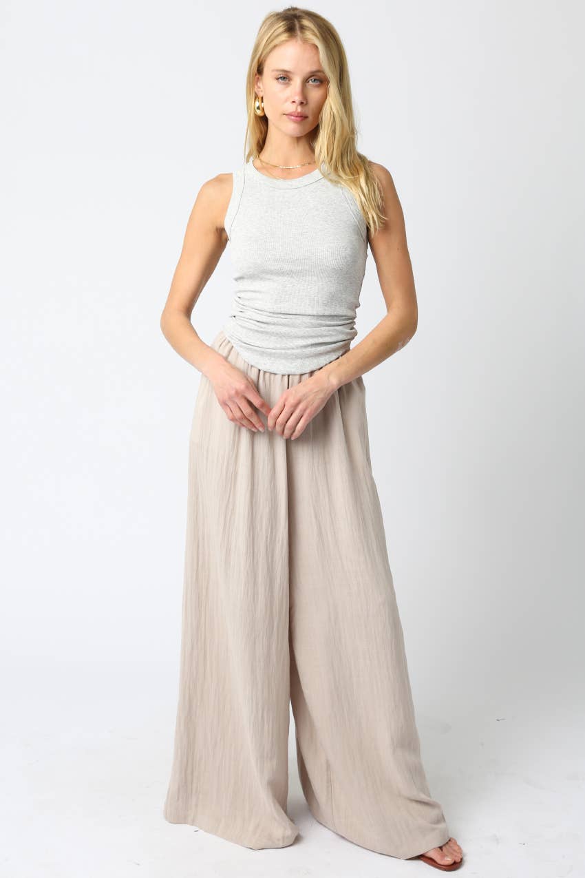 Olivaceous - Ribbed Fitted Scoop Neck Tank Top