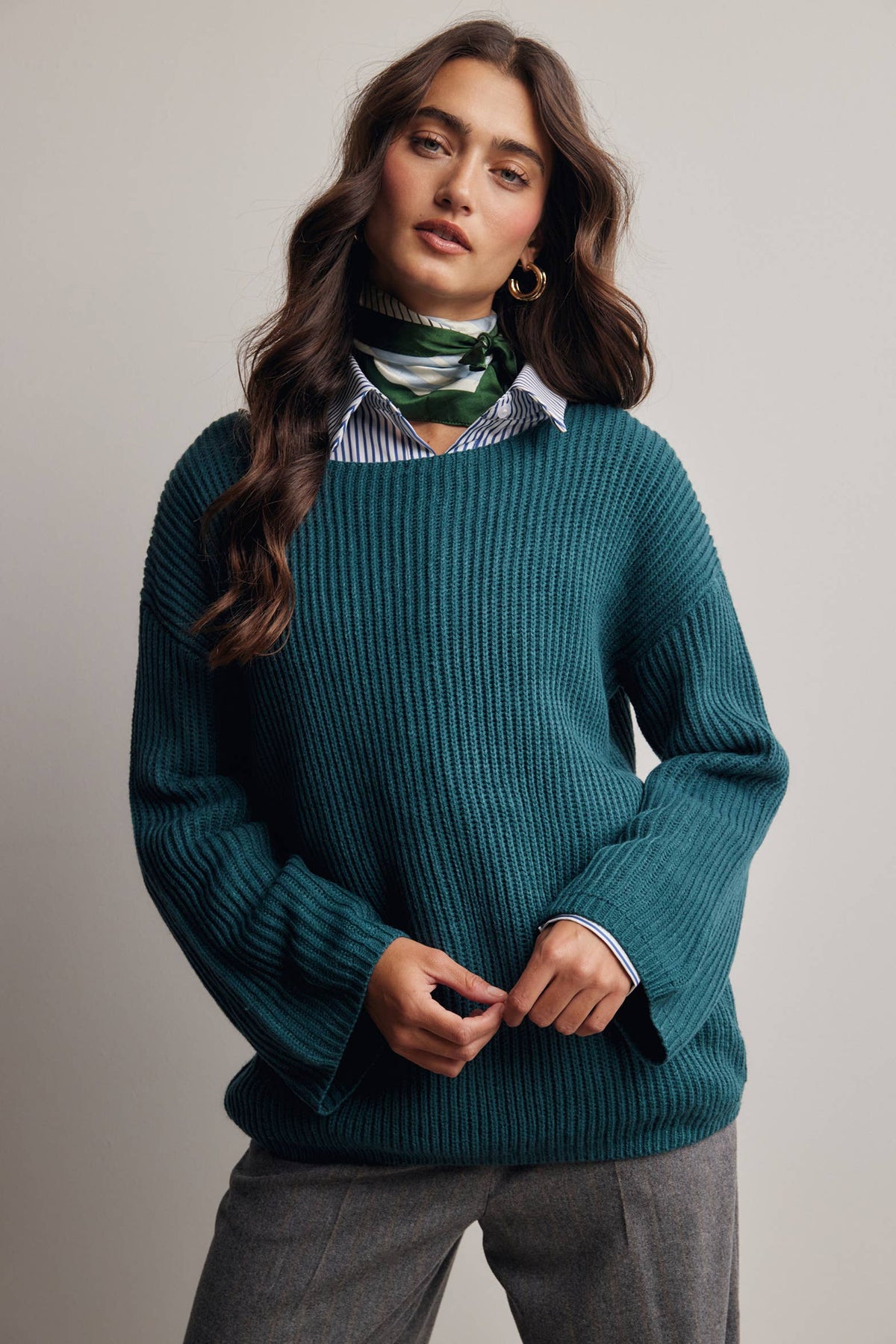 Forte - Ribbed Knit Boat Neck Sweater FSW0065