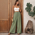 Lovesoft - Textured Drawstring High Waist Wide Leg Pants