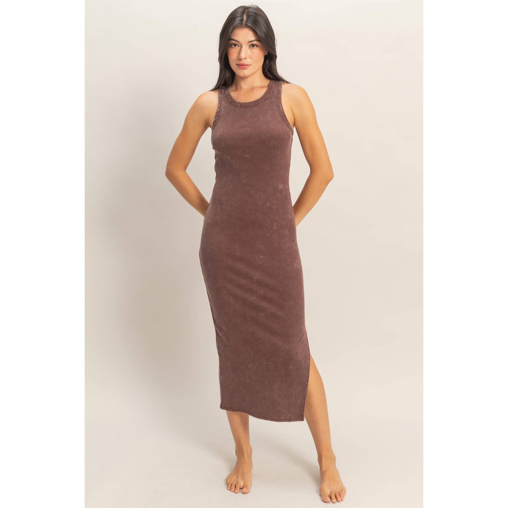 HYFVE - Acid Washed Ribbed Midi Tank Dress
