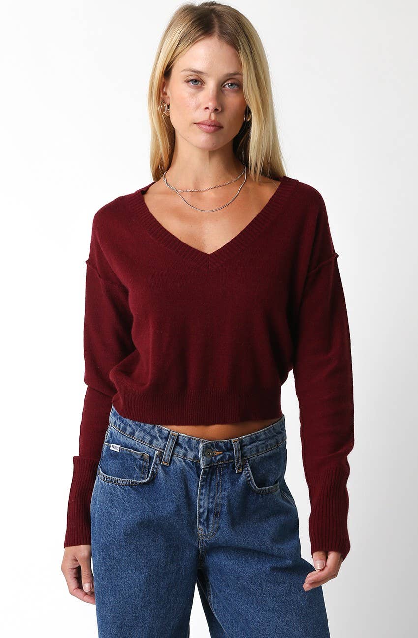 Olivaceous - Chelsea V-Neck Sweater