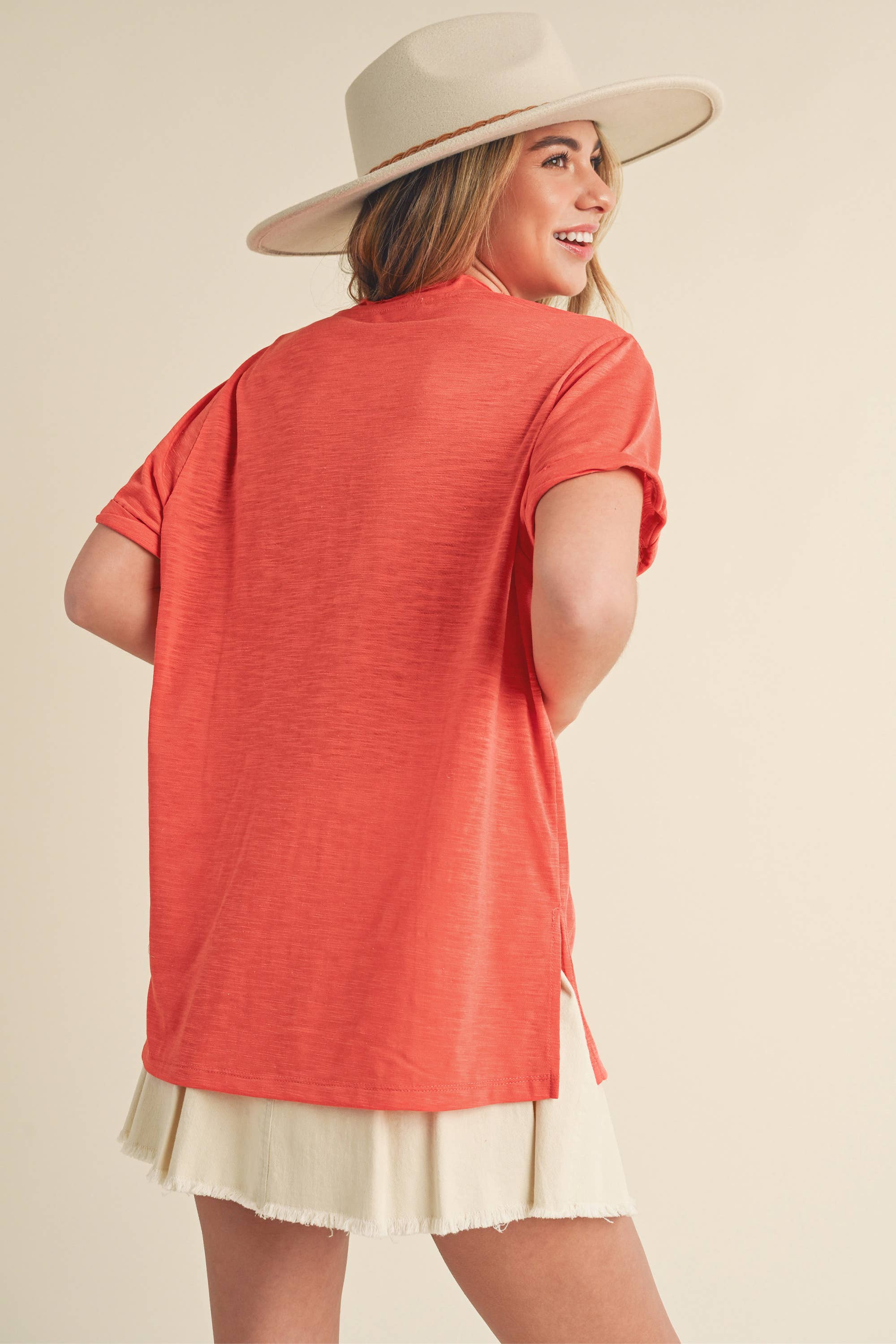 AEMI + CO - Zoie V-Neck Short Sleeve Top