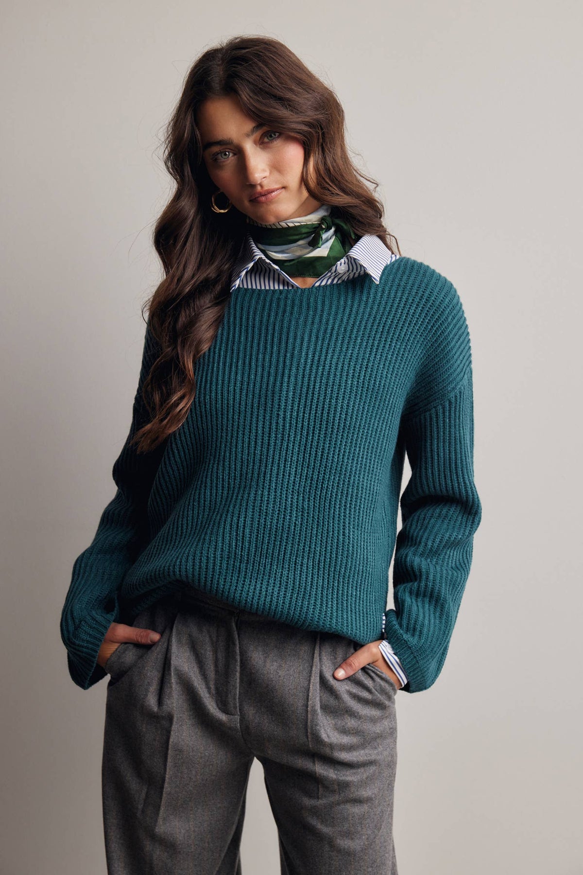 Forte - Ribbed Knit Boat Neck Sweater FSW0065