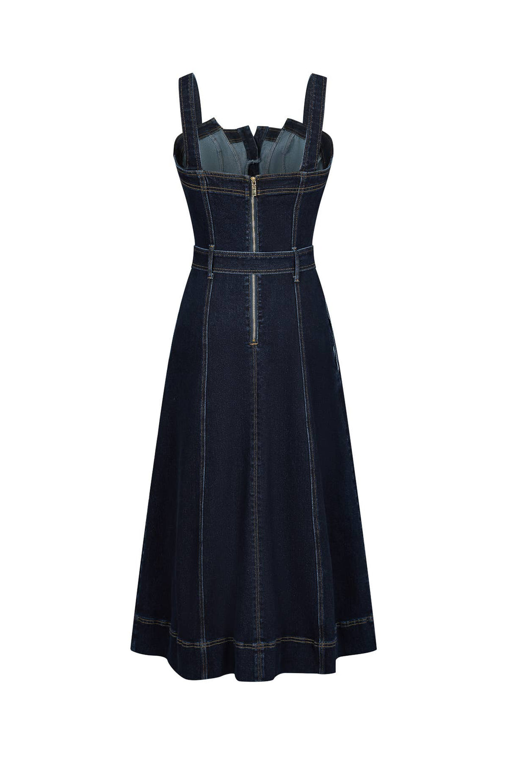 A Favorite Heloise Denim Button Down Midi Dress with Waist Tie