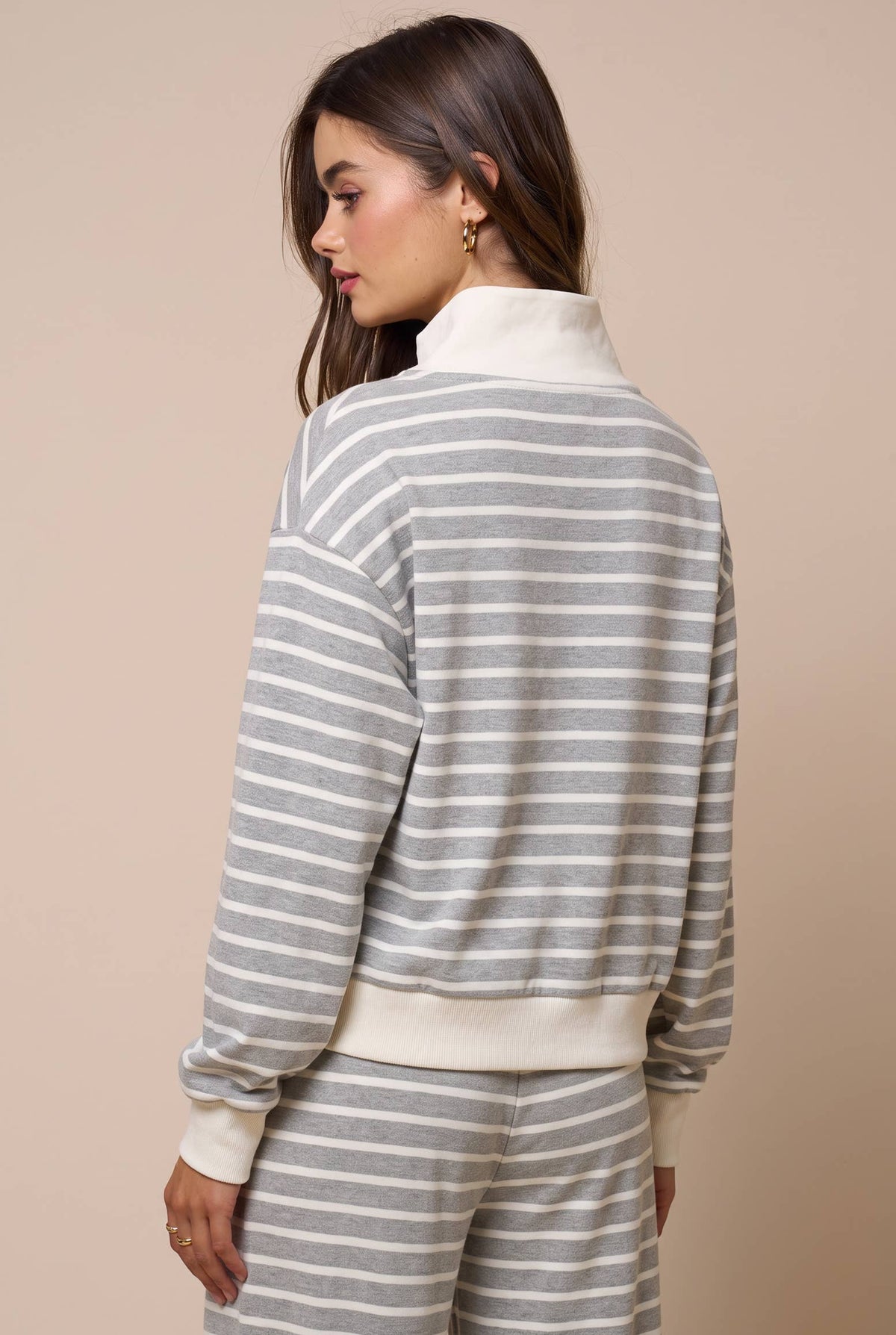 Stripe Quarter Zip Top