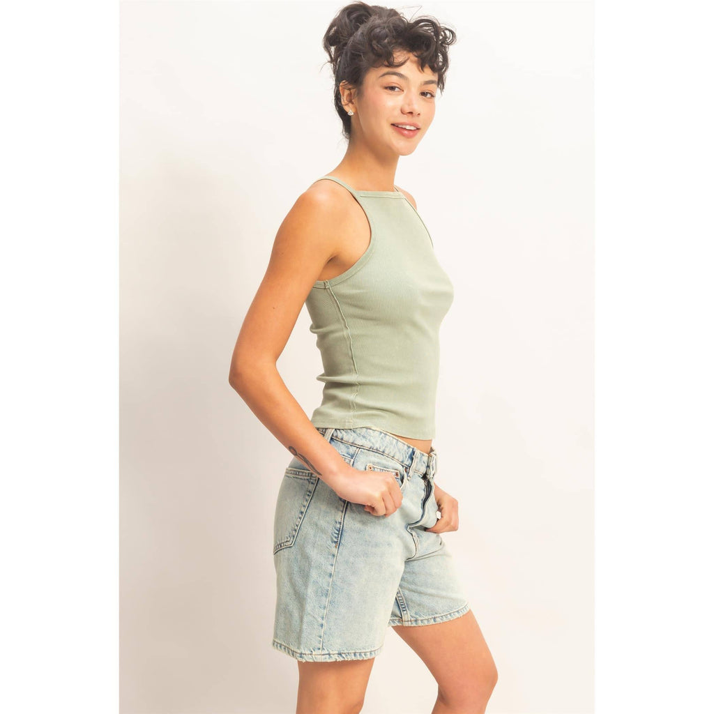 HYFVE - Square Neck Acid Wash Tank Top