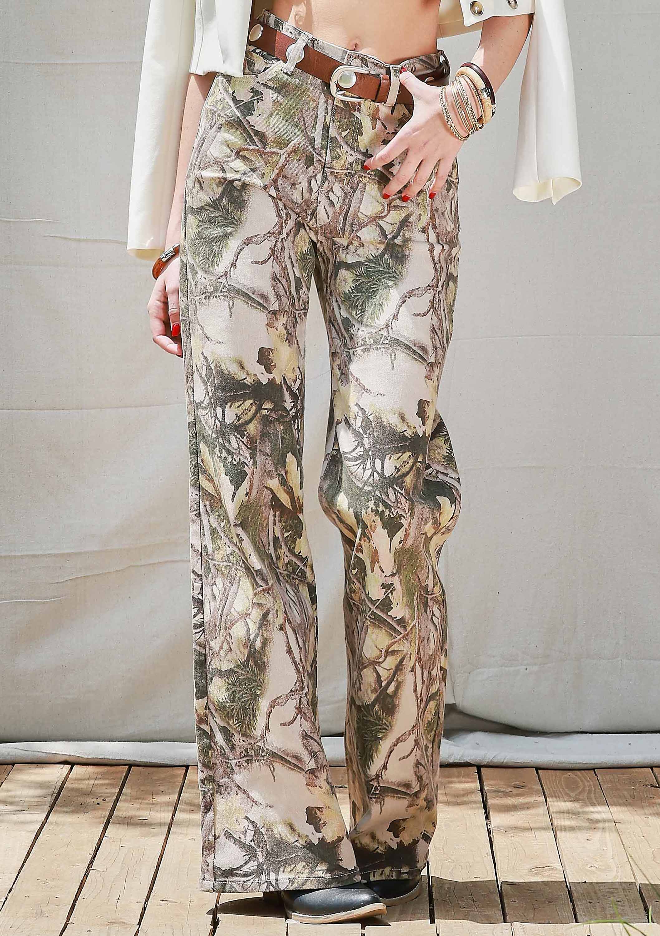 Vibrant M.i.U - High-Rise Camo Print Wide Leg Jeans