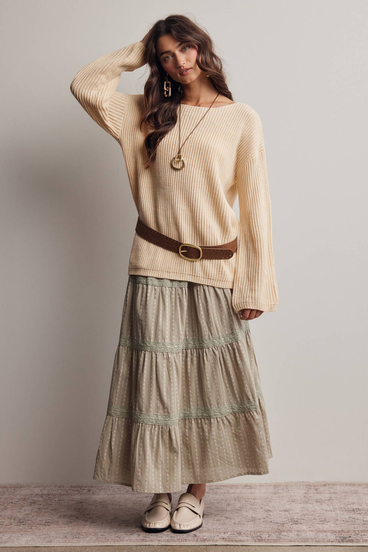 Forte - Ribbed Knit Boat Neck Sweater FSW0065