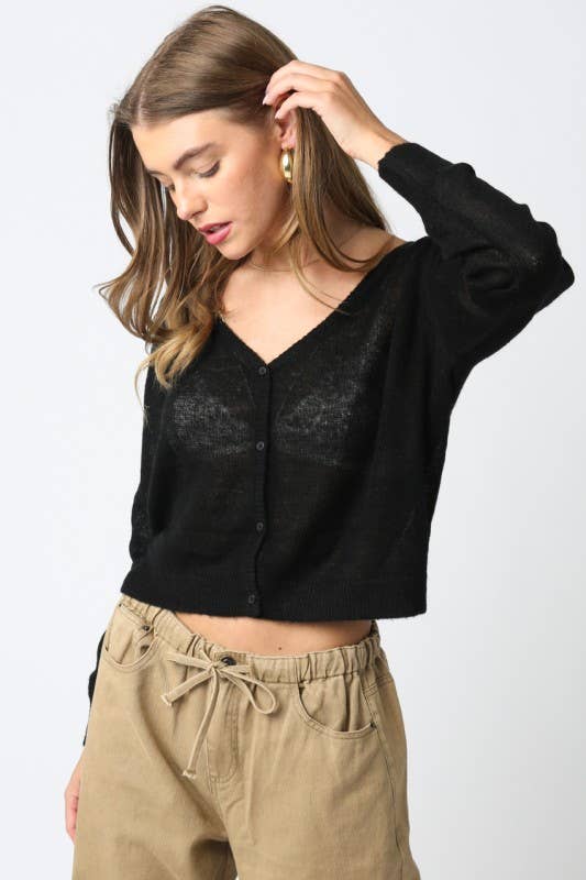 Olivaceous - Payten Sheer Lightweight Cardigan