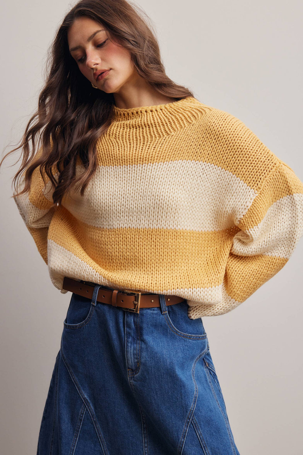 Forte - Chunky Stripe Knit Sweater FSW0072