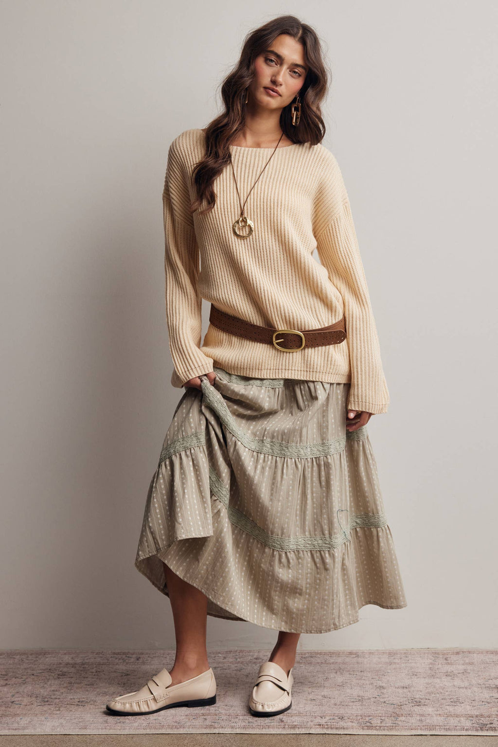 Forte - Ribbed Knit Boat Neck Sweater FSW0065