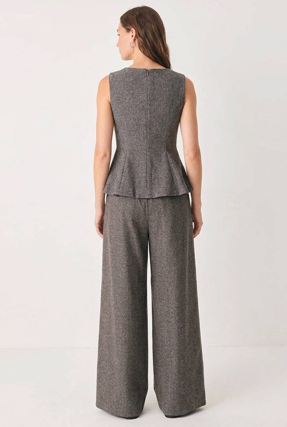 FLYING TOMATO - A solid woven wide leg pant -FP2191T