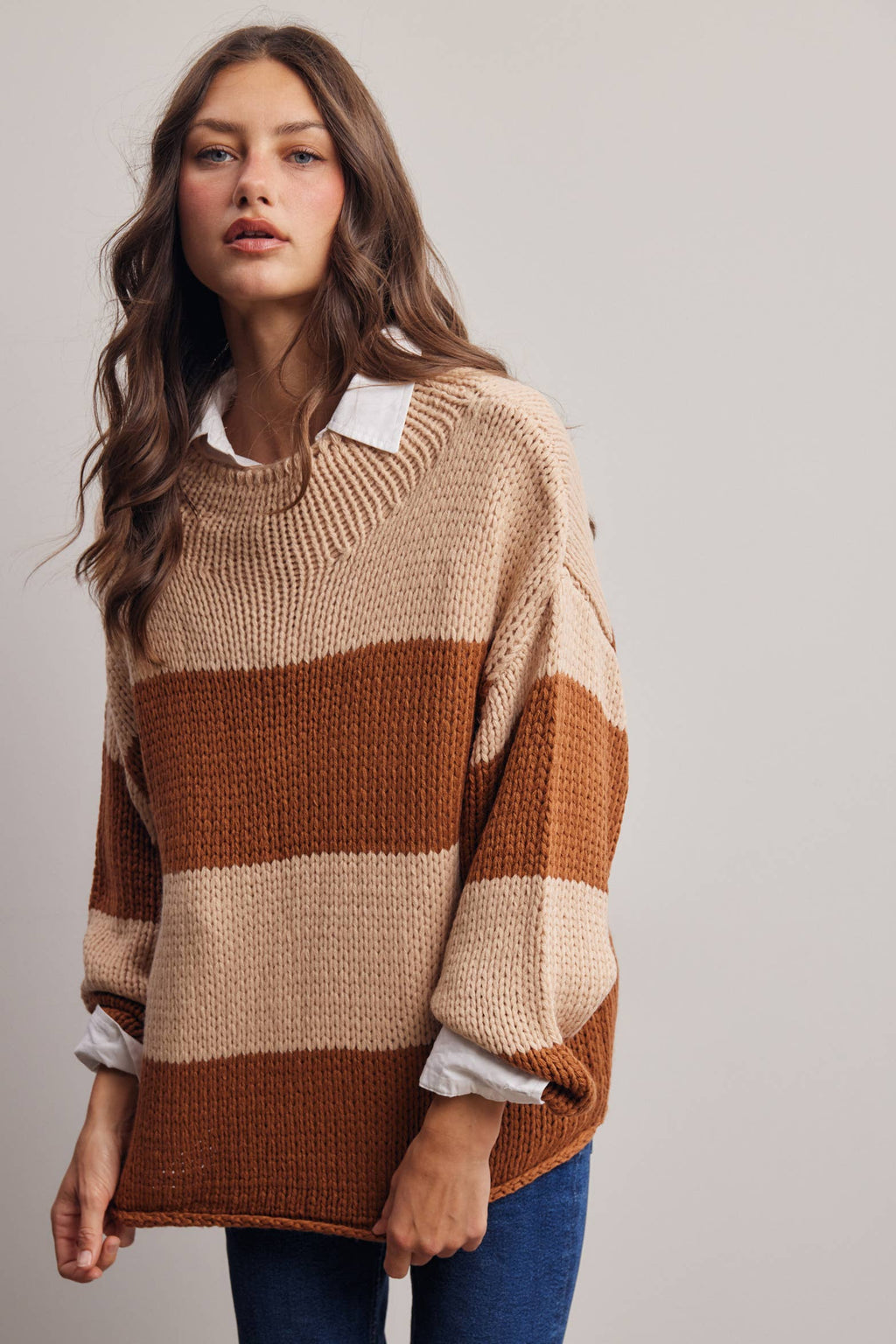 Forte - Chunky Stripe Knit Sweater FSW0072