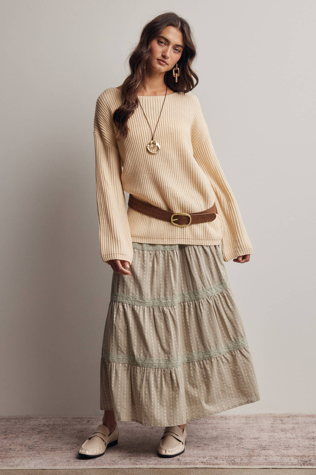 Forte - Ribbed Knit Boat Neck Sweater FSW0065