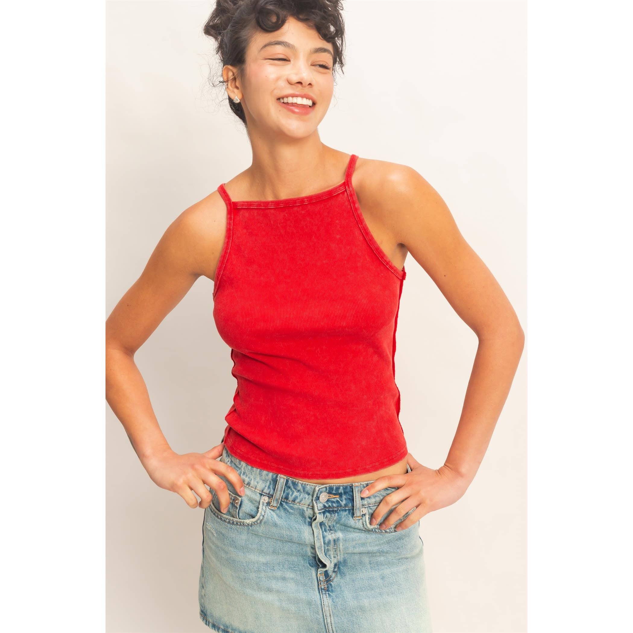 HYFVE - Square Neck Acid Wash Tank Top
