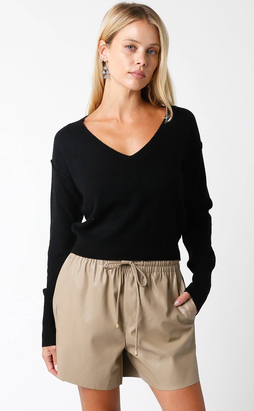 Olivaceous - Chelsea V-Neck Sweater
