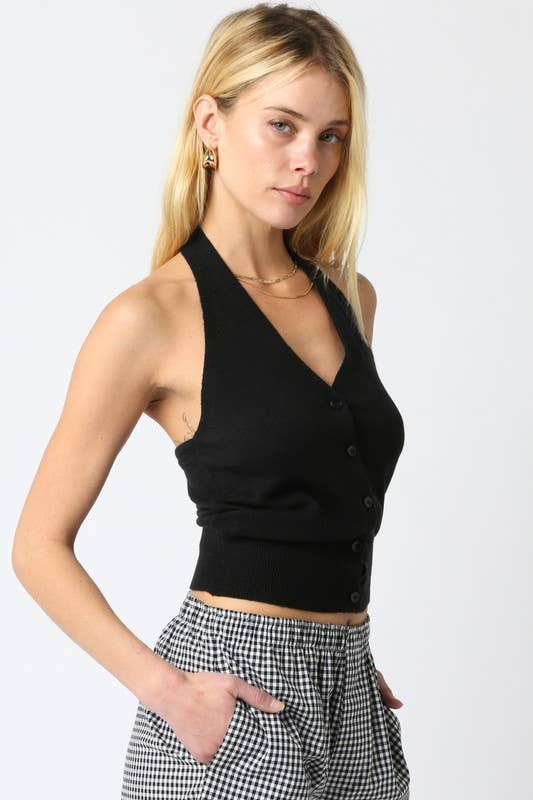 Olivaceous - Yoly Knit Halter Top