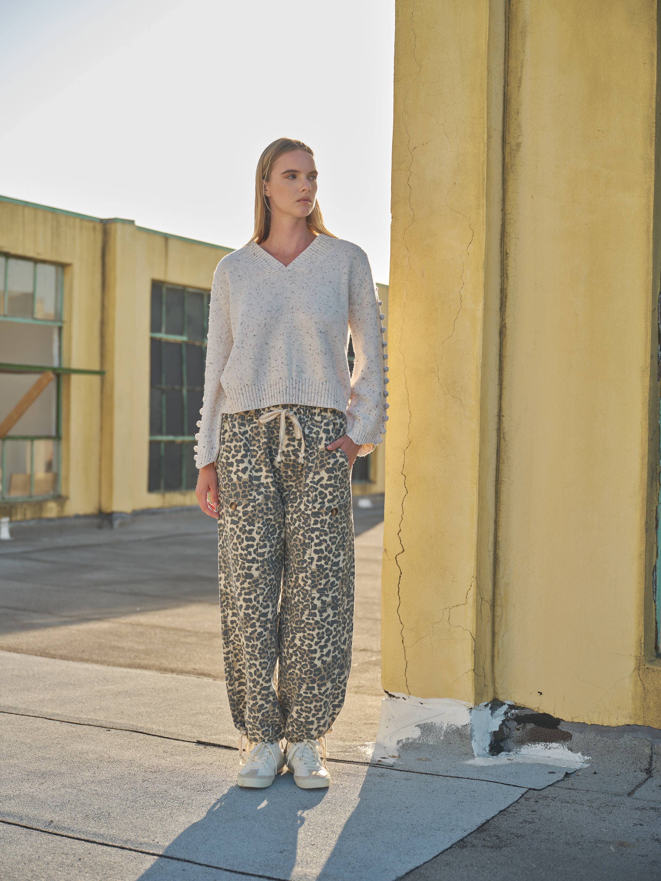 Aaron & Amber - LEOPARD LEOPARD PRINT RELAXED FIT PULL-ON PANTS