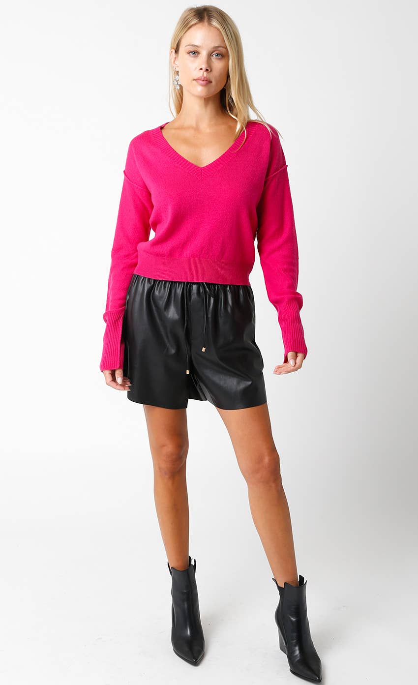 Olivaceous - Chelsea V-Neck Sweater