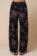 A Floral Print Barrel Leg