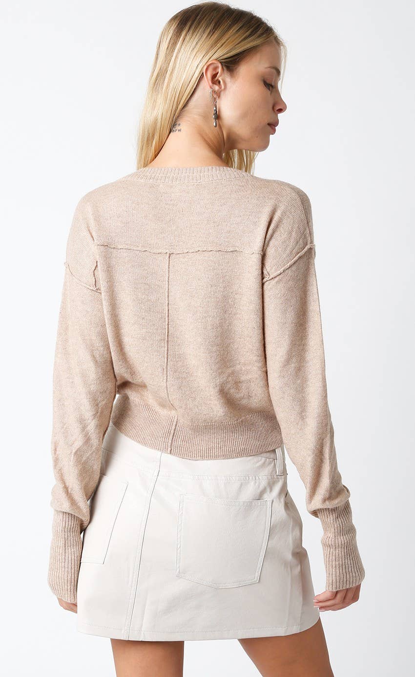 Olivaceous - Chelsea V-Neck Sweater
