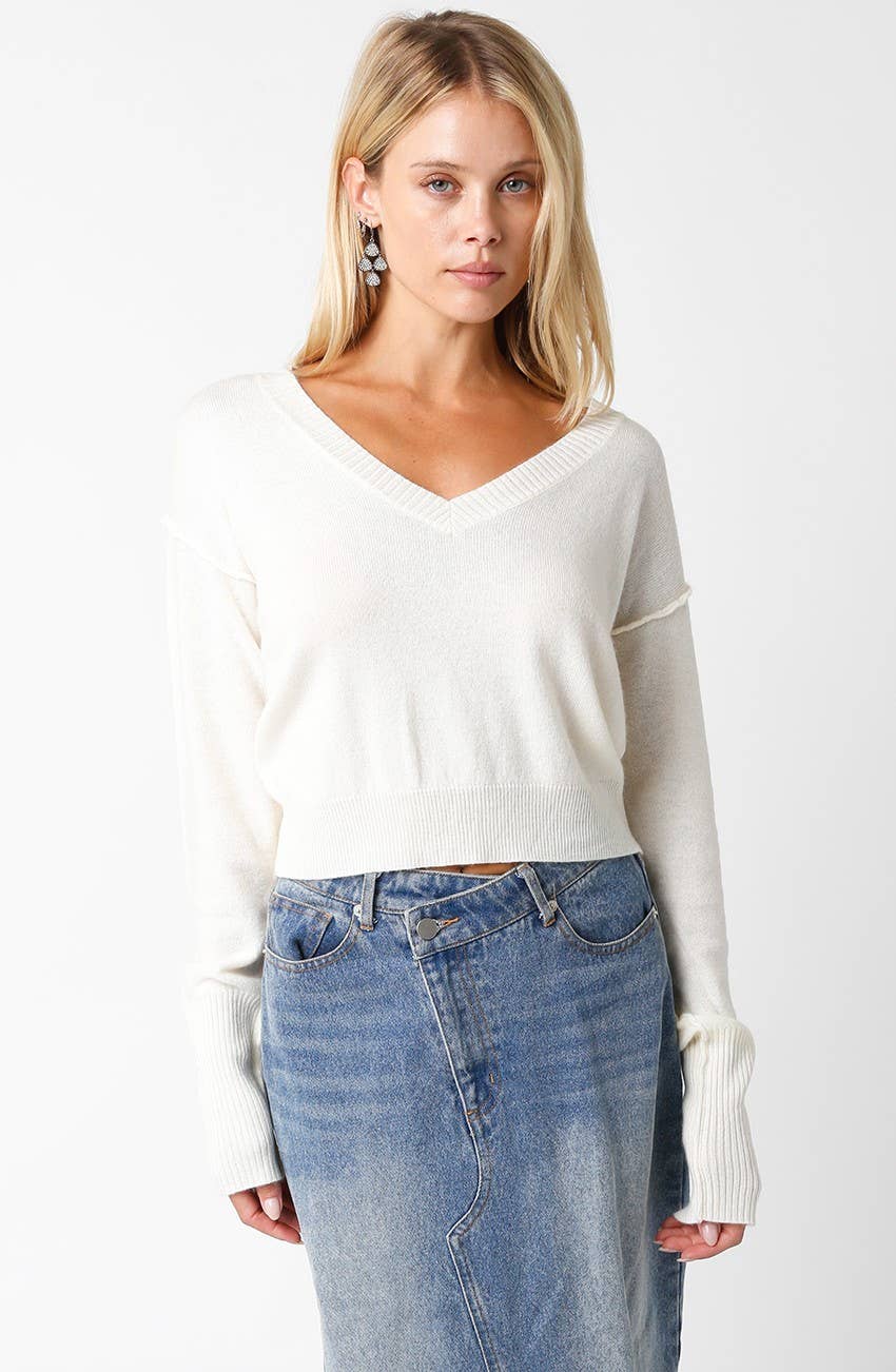 Olivaceous - Chelsea V-Neck Sweater