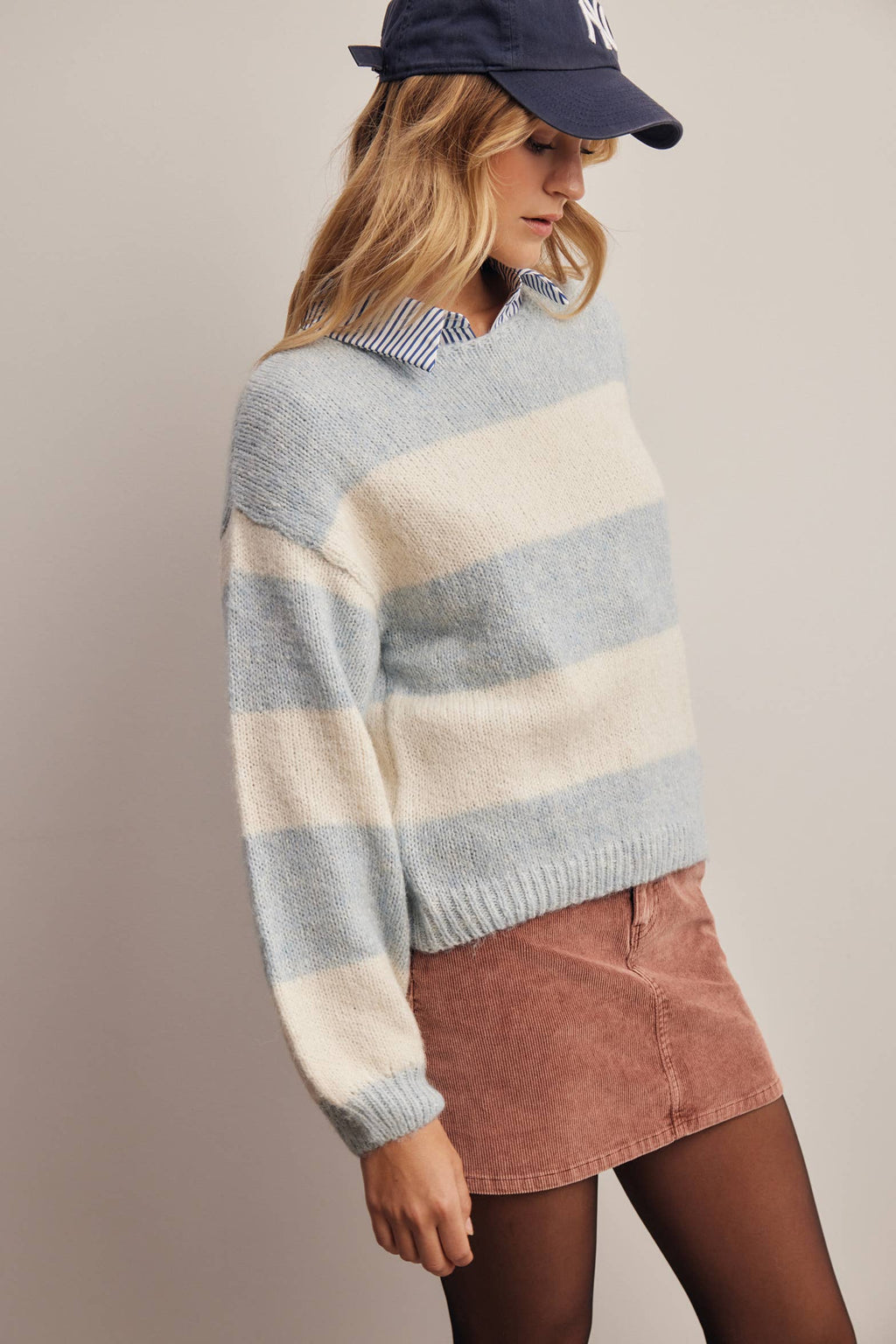 Forte - Soft Stripe Knit Sweater FSW0097