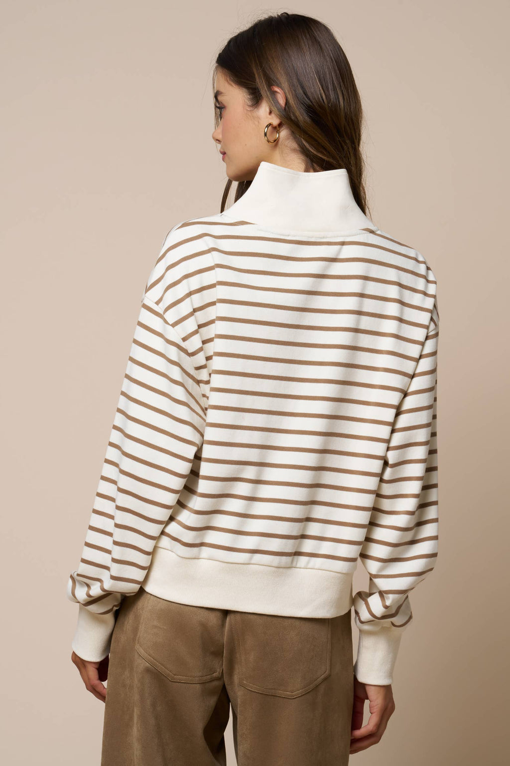 Stripe Quarter Zip Top