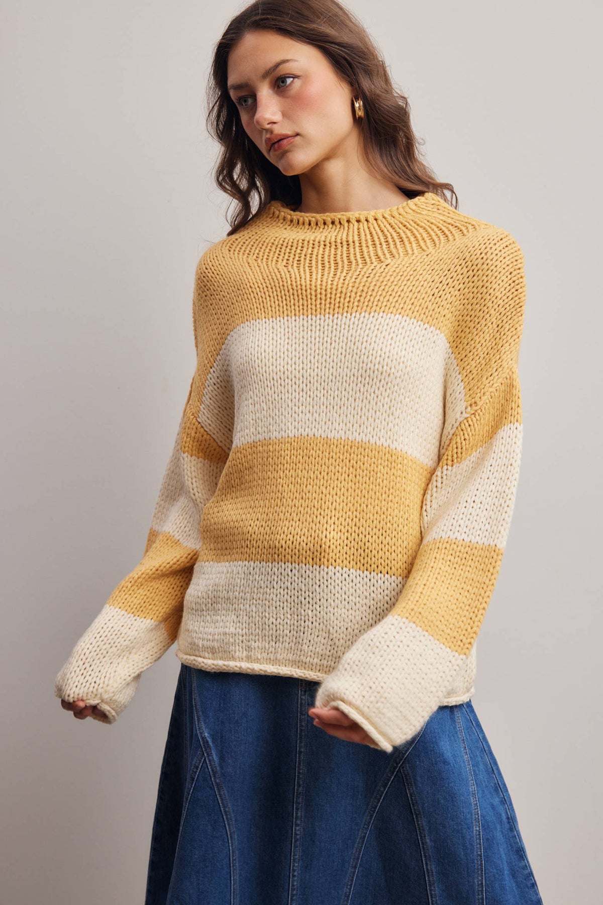 Forte - Chunky Stripe Knit Sweater FSW0072