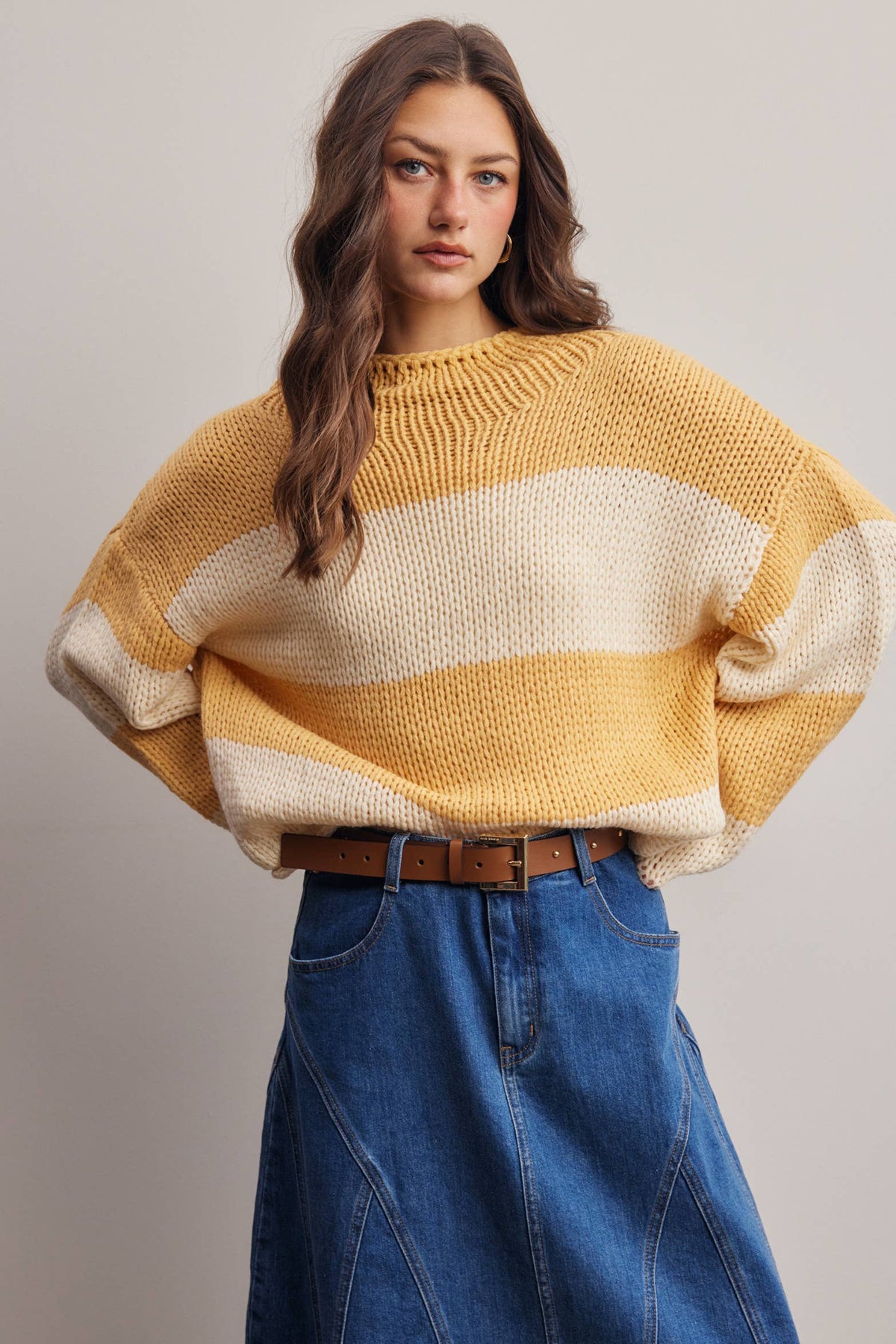 Forte - Chunky Stripe Knit Sweater FSW0072