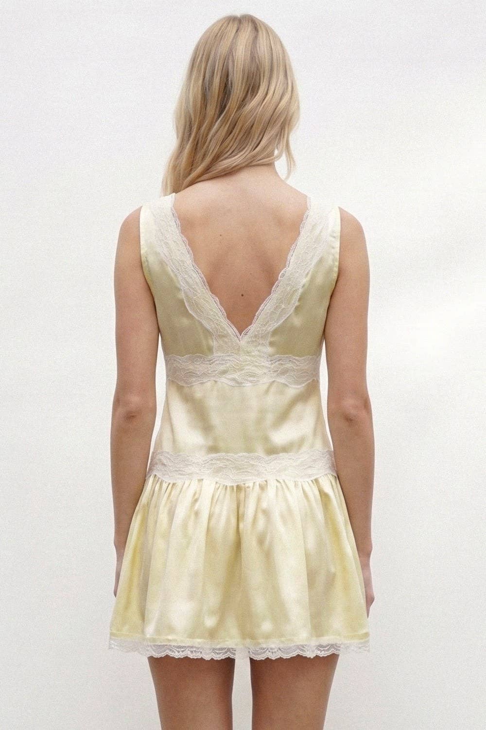 Woven Lace Satin Slip Dress