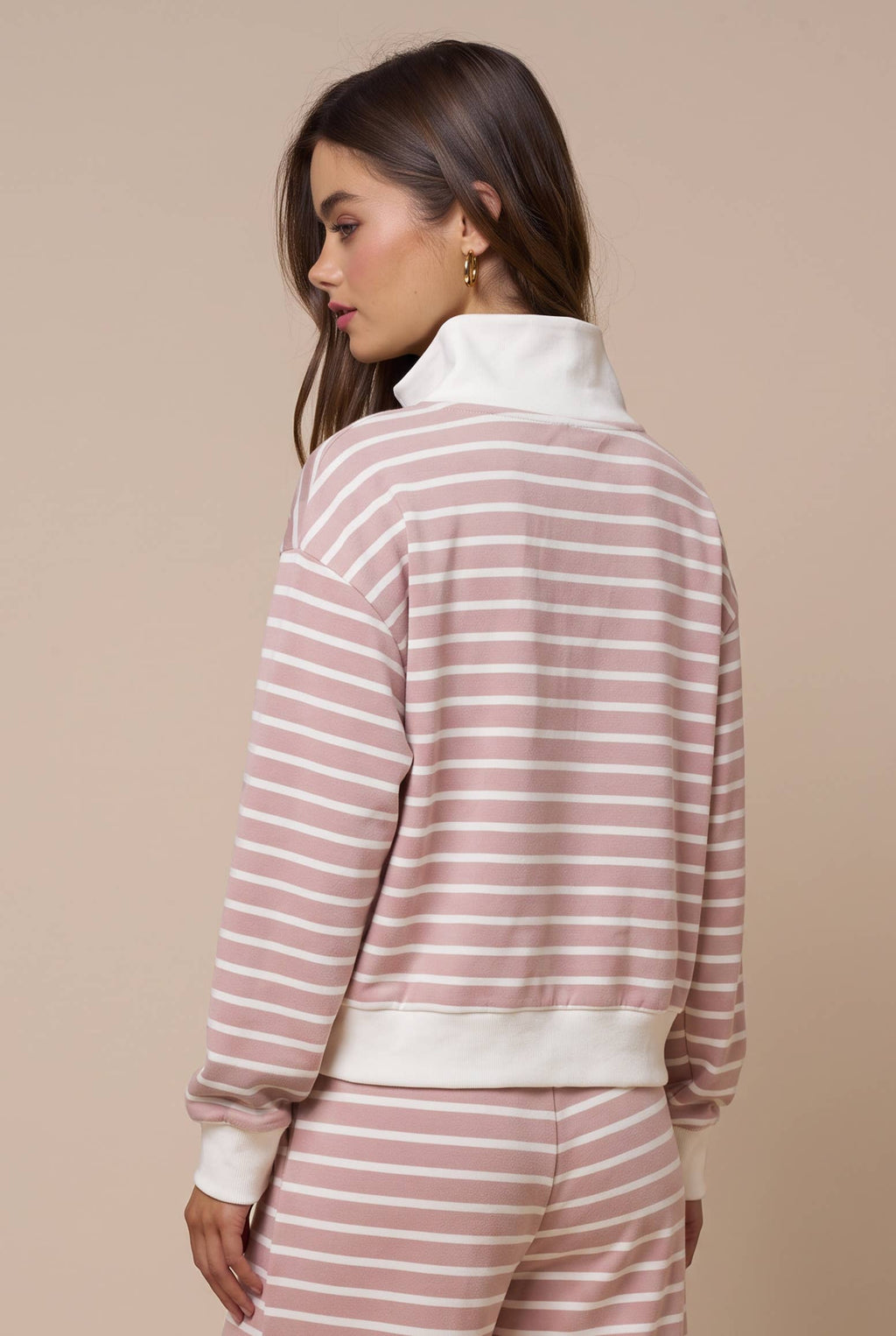 Stripe Quarter Zip Top