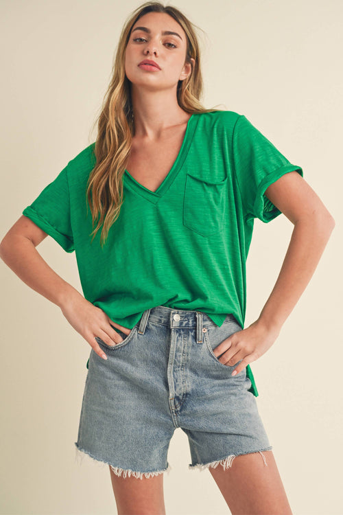 AEMI + CO - Zoie V-Neck Short Sleeve Top