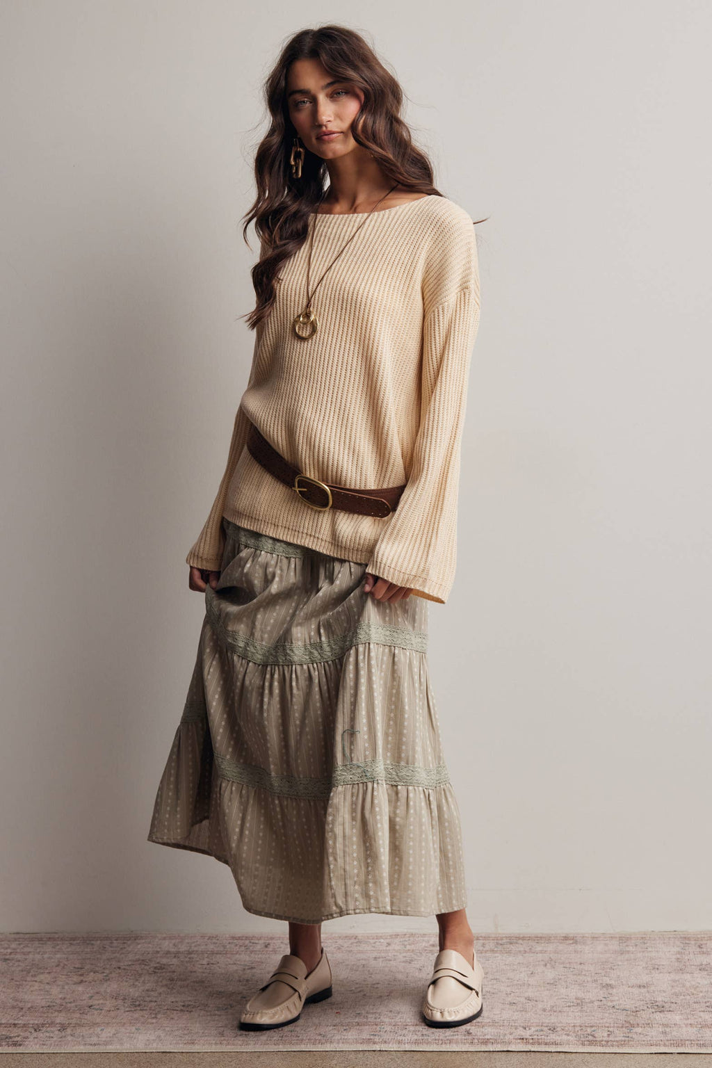 Forte - Ribbed Knit Boat Neck Sweater FSW0065