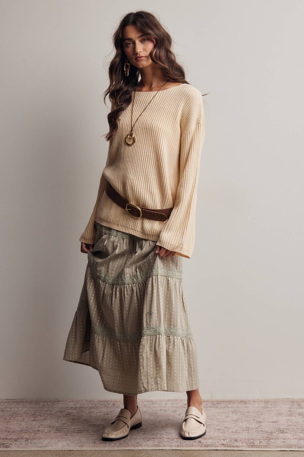 Forte - Ribbed Knit Boat Neck Sweater FSW0065