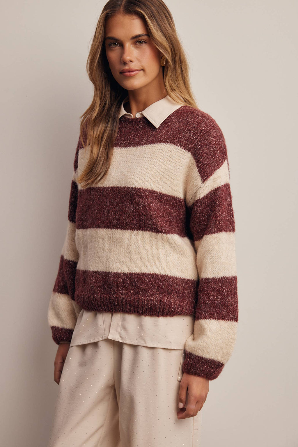 Forte - Soft Stripe Knit Sweater FSW0097