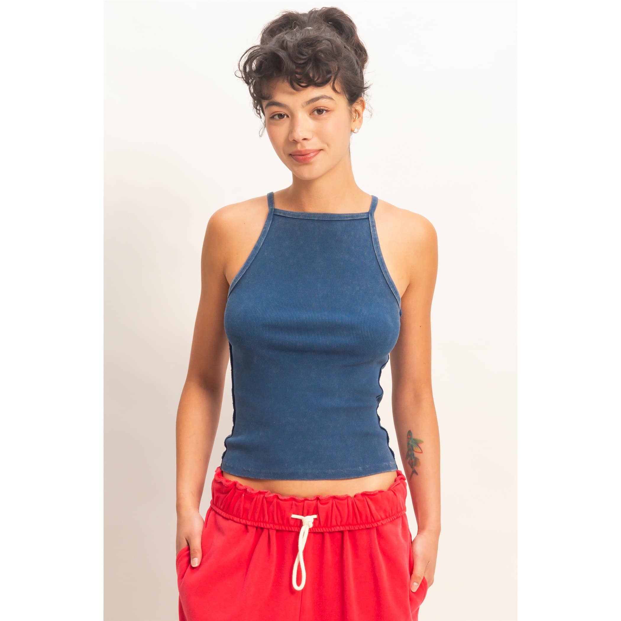 HYFVE - Square Neck Acid Wash Tank Top