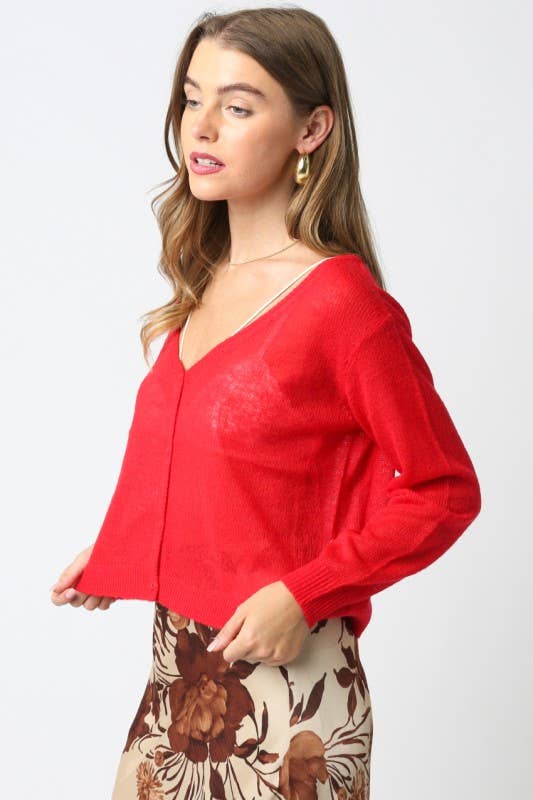 Olivaceous - Payten Sheer Lightweight Cardigan