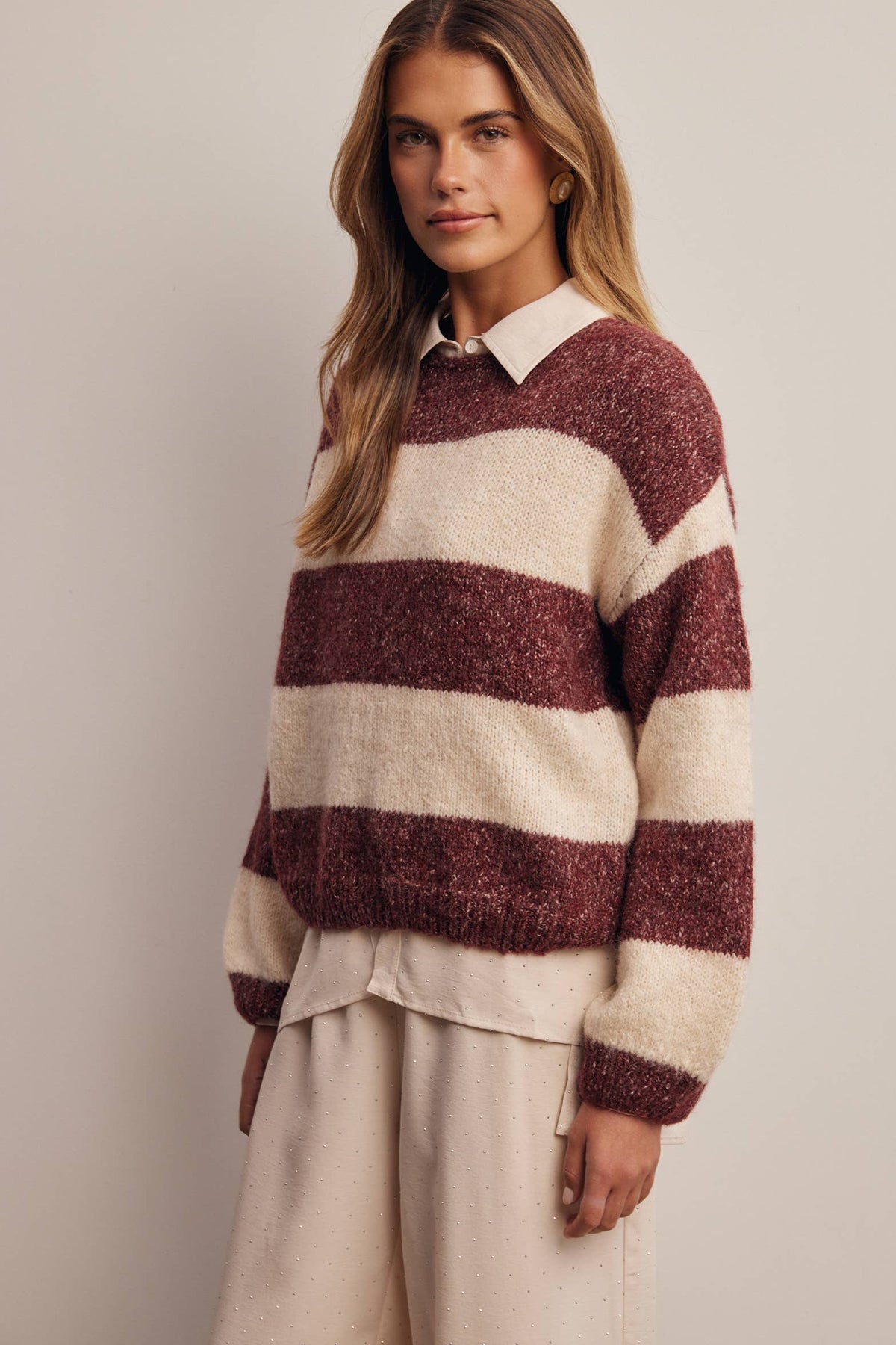 Forte - Soft Stripe Knit Sweater FSW0097